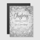 Silver Glitzer Ribbon Weihnachtsfeiertag Einladung (Vorne/Hinten)