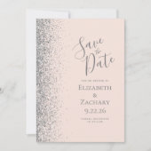 Silver Glitzer Rosa Save the Date Ankündigung (Vorderseite)
