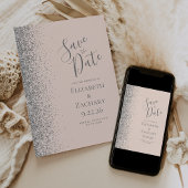 Silver Glitzer Rosa Save the Date Ankündigung