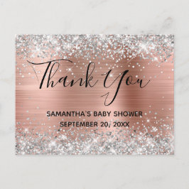 Silver Glitzer Rose Gold Baby Dusche Vielen Dank Postkarte