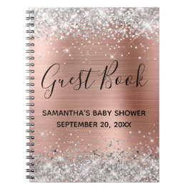Silver Glitzer Rose Gold Baby Showbook Notizblock