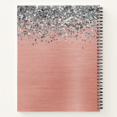 Silver Glitzer Rose Gold Brushed Metal Monogram No Notizblock (Rückseite)