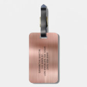 Silver Glitzer Rose Gold Curry Monogramm Gepäckanhänger (Rückseite vertikal)