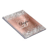 Silver Glitzer Rose Gold Extravagantes Monogramm Notizblock (Rechte Seite)