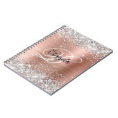 Silver Glitzer Rose Gold Extravagantes Monogramm Notizblock (Linke Seite)