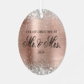 Silver Glitzer Rose Gold Foil 1. Weihnachtsfest Fo Ornament Aus Metall (Vorderseite links)