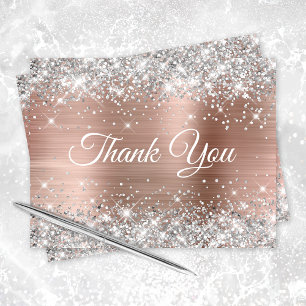 Silver Glitzer Rose Gold Foil 40. Geburtstag Dankeskarte