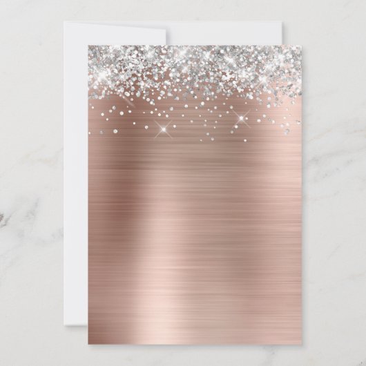 Silver Glitzer Rose Gold Foil Brautparty Einladung (Rückseite)