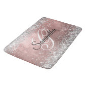 Silver Glitzer Rose Gold Foil Extravagant Monogram Badematte (Schrägansicht)