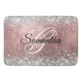 Silver Glitzer Rose Gold Foil Extravagant Monogram Badematte (Vorderseite)