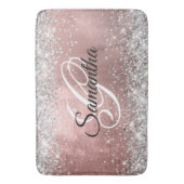 Silver Glitzer Rose Gold Foil Extravagant Monogram Badematte (Vorderseite Vertikal)