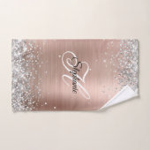 Silver Glitzer Rose Gold Foil Extravagant Monogram Badhandtuch Set (Handtuch)