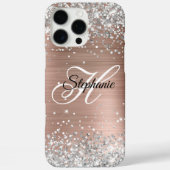 Silver Glitzer Rose Gold Foil Extravagant Monogram Case-Mate iPhone Hülle (Rückseite)