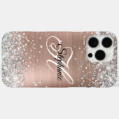 Silver Glitzer Rose Gold Foil Extravagant Monogram Case-Mate iPhone Hülle (Rückseite (Horizontal))