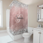 Silver Glitzer Rose Gold Foil Extravagant Monogram Duschvorhang (Beispiel)