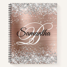 Silver Glitzer Rose Gold Foil Extravagant Monogram Notizblock