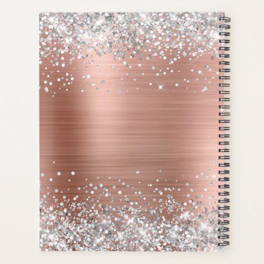 Silver Glitzer Rose Gold Foil Extravagant Monogram Planer (Rückseite)