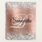 Silver Glitzer Rose Gold Foil Extravagant Monogram Planer (Vorderseite)