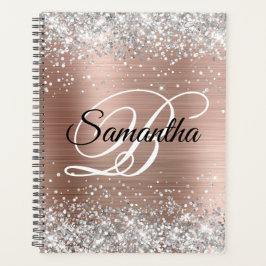 Silver Glitzer Rose Gold Foil Extravagant Monogram Planer
