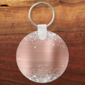 Silver Glitzer Rose Gold Foil Extravagant Monogram Schlüsselanhänger (Rückseite)