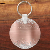 Silver Glitzer Rose Gold Foil Extravagant Monogram Schlüsselanhänger (Rückseite)