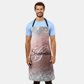 Silver Glitzer Rose Gold Foil Extravagant Monogram Schürze (Getragen)