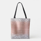 Silver Glitzer Rose Gold Foil Extravagant Monogram Tasche (Rückseite)
