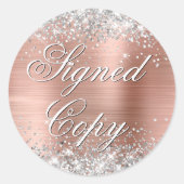 Silver Glitzer Rose Gold Foil Extravagant signiert Runder Aufkleber (Vorderseite)