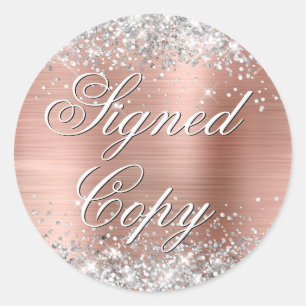 Silver Glitzer Rose Gold Foil Extravagant signiert Runder Aufkleber