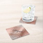 Silver Glitzer Rose Gold Foil Monogram Diamond Untersetzer (Vor Ort)