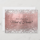 Silver Glitzer Rose Gold Foil Trauzeugin Einladung (Vorderseite)