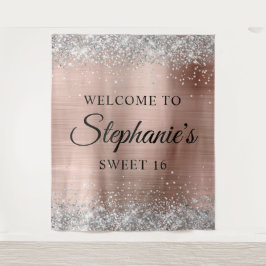 Silver Glitzer Rose Gold Foil Willkommen im Sweet  Wandteppich
