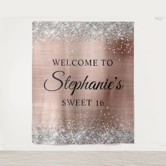 Silver Glitzer Rose Gold Foil Willkommen im Sweet  Wandteppich (Vorderseite)