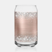 Silver Glitzer Rose Gold Glam Extravagant Monogram Dosenglas (Rückseite)