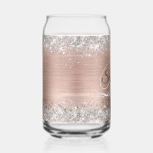 Silver Glitzer Rose Gold Glam Extravagant Monogram Dosenglas (Rechts)