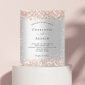 Silver Glitzer Rose Gold Hochzeitsbudget Flyer