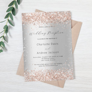 Silver Glitzer Rose Gold Luxus Hochzeitsempfang Einladung