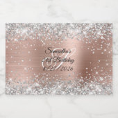 Silver Glitzer Rose Gold Monogram 21. Geburtstag Alkoholflaschenetikett (Einzelnes Label)