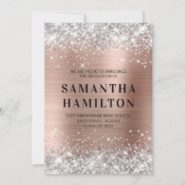 Silver Glitzer Rose Gold Ombre Foil Abschluss Ankündigung
