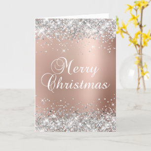 Silver Glitzer Rose Gold Ombre Frohe Weihnachten Karte