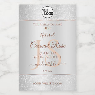 Silver Glitzer Rose Gold Produktmarken mit Logo Lebensmitteletikett