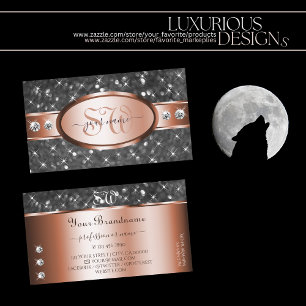 Silver Glitzer Rose Gold Sparkle Diamonds Initiale Visitenkarte