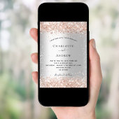 Silver Glitzer Rose Goldglanz Hochzeit Einladung