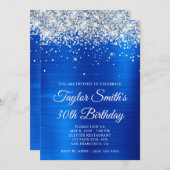 Silver Glitzer Royal Blue 30. Geburtstag Einladung (Vorne/Hinten)