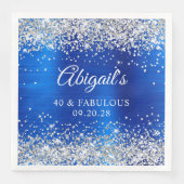 Silver Glitzer Royal Blue Foil 40 & Fabulous Serviette (Vorderseite)