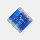 Silver Glitzer Royal Blue Foil Abschluss Serviette (Ecke)