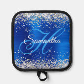 Silver Glitzer Royal Blue Foil Extravagant Mit Mon Topflappen (Vorderseite)