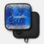 Silver Glitzer Royal Blue Foil Extravagant Mit Mon Topflappen (Vorderseite/Rückseite)