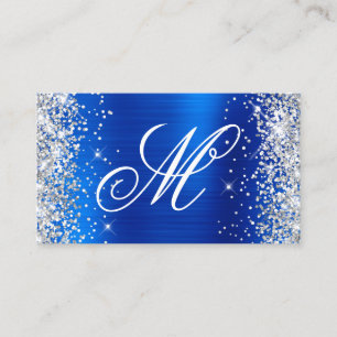 Silver Glitzer Royal Blue Foil Extravagant Mit Mon Visitenkarte