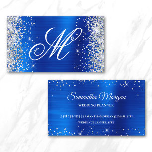 Silver Glitzer Royal Blue Foil Extravagant Mit Mon Visitenkarte